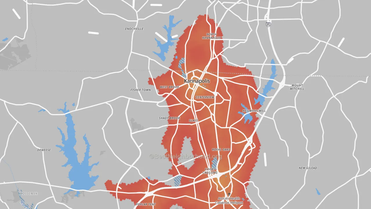 Transit Grade map of Kannapolis, NC