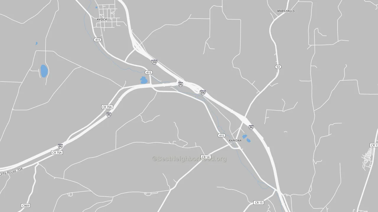 Transit Grade map of Kanona, NY