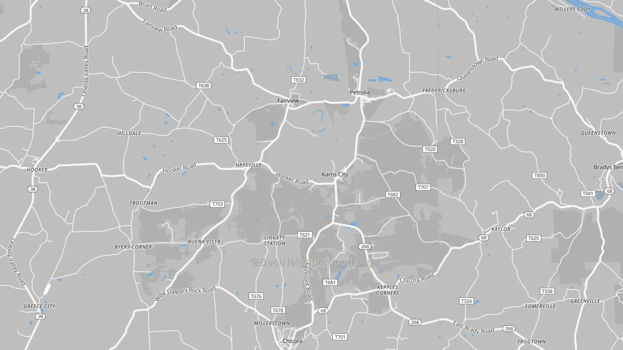 Transit Grade map of Karns City, PA