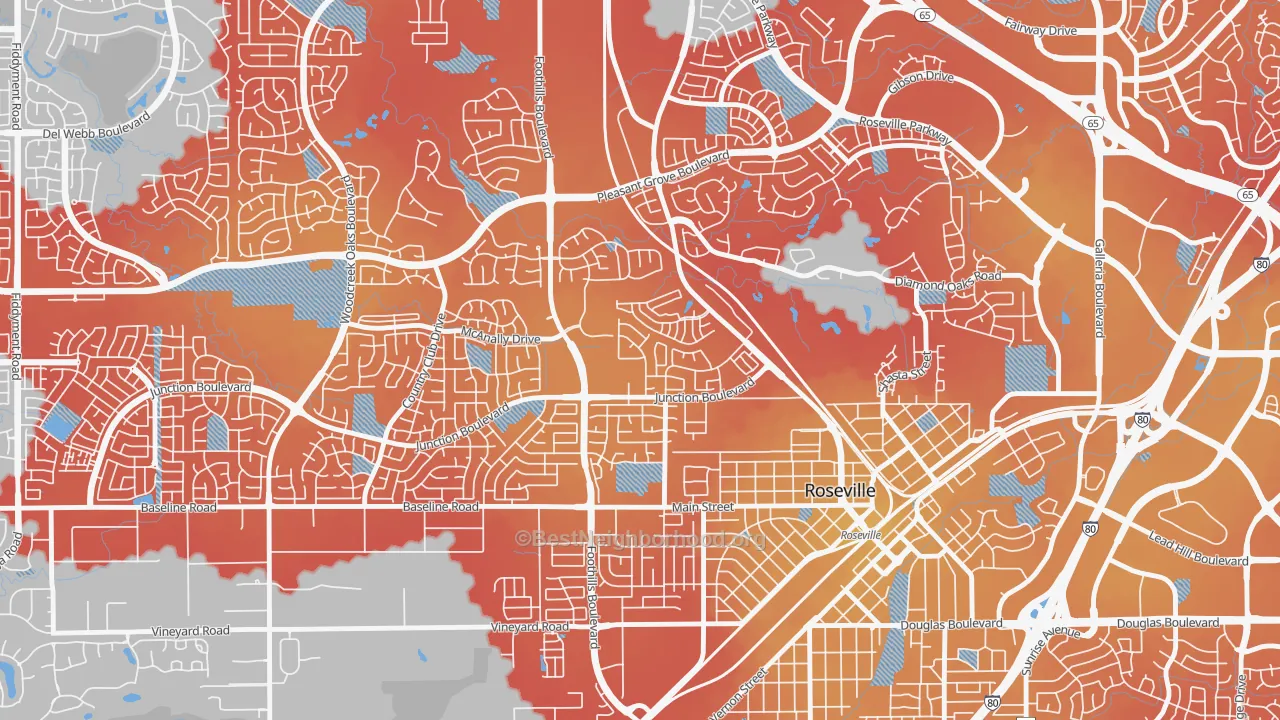 Transit Grade map of Kaseberg-Kingswood, Roseville, CA