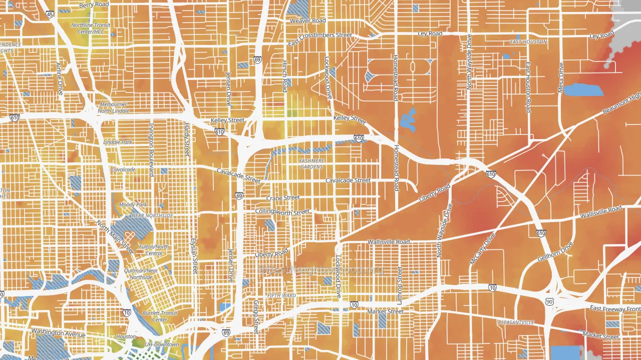 Transit Grade map of Kashmere Gardens, Houston, TX