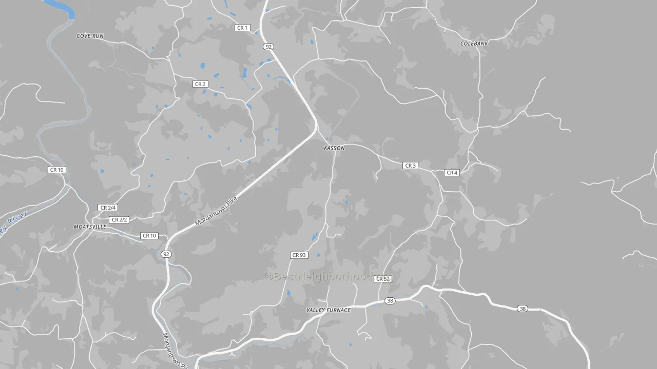 Transit Grade map of Kasson, WV