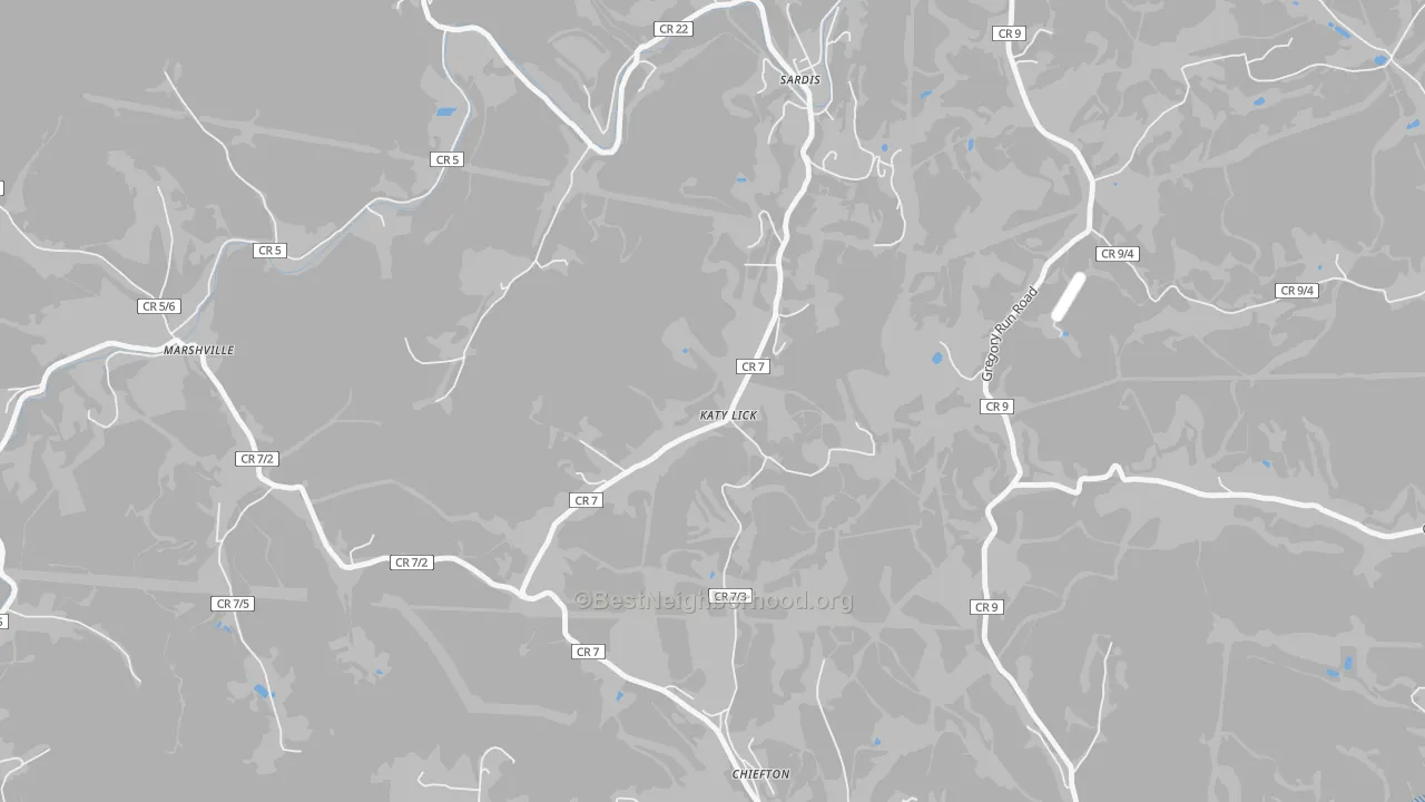 Transit Grade map of Katy Lick, WV