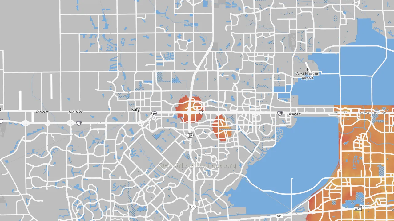 Transit Grade map of Katy, TX