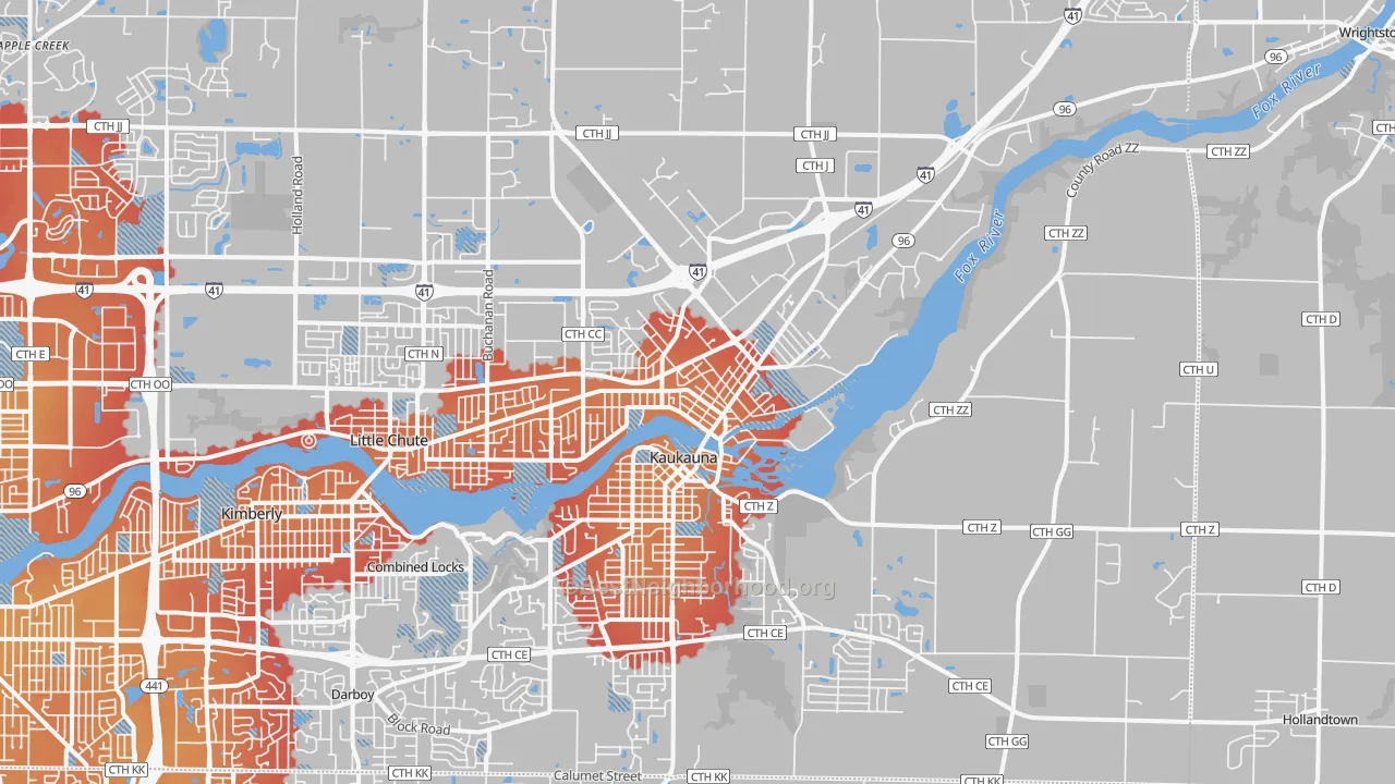 Transit Grade map of Kaukauna, WI