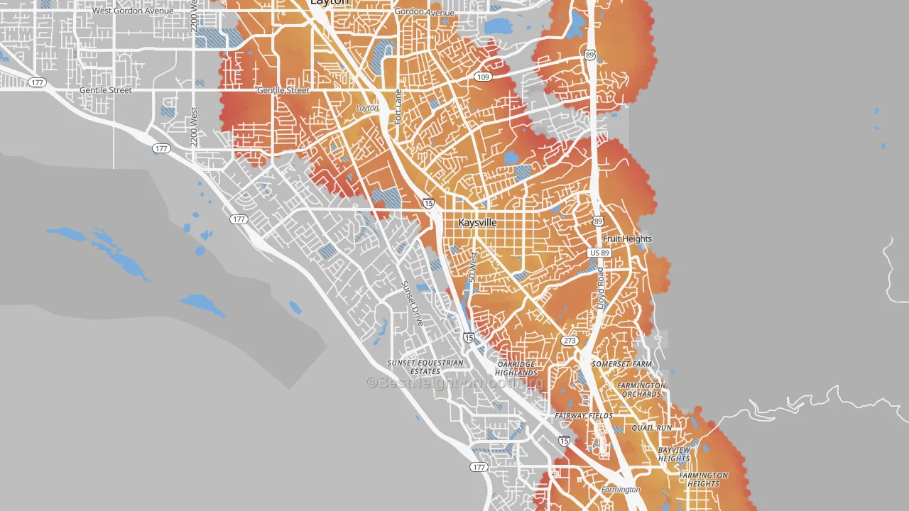 Transit Grade map of Kaysville, UT