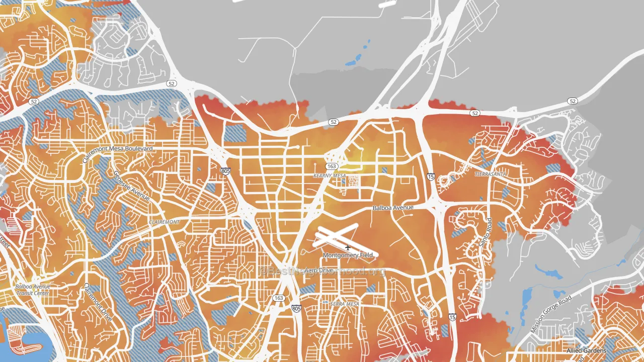 Transit Grade map of Kearny Mesa, San Diego, CA