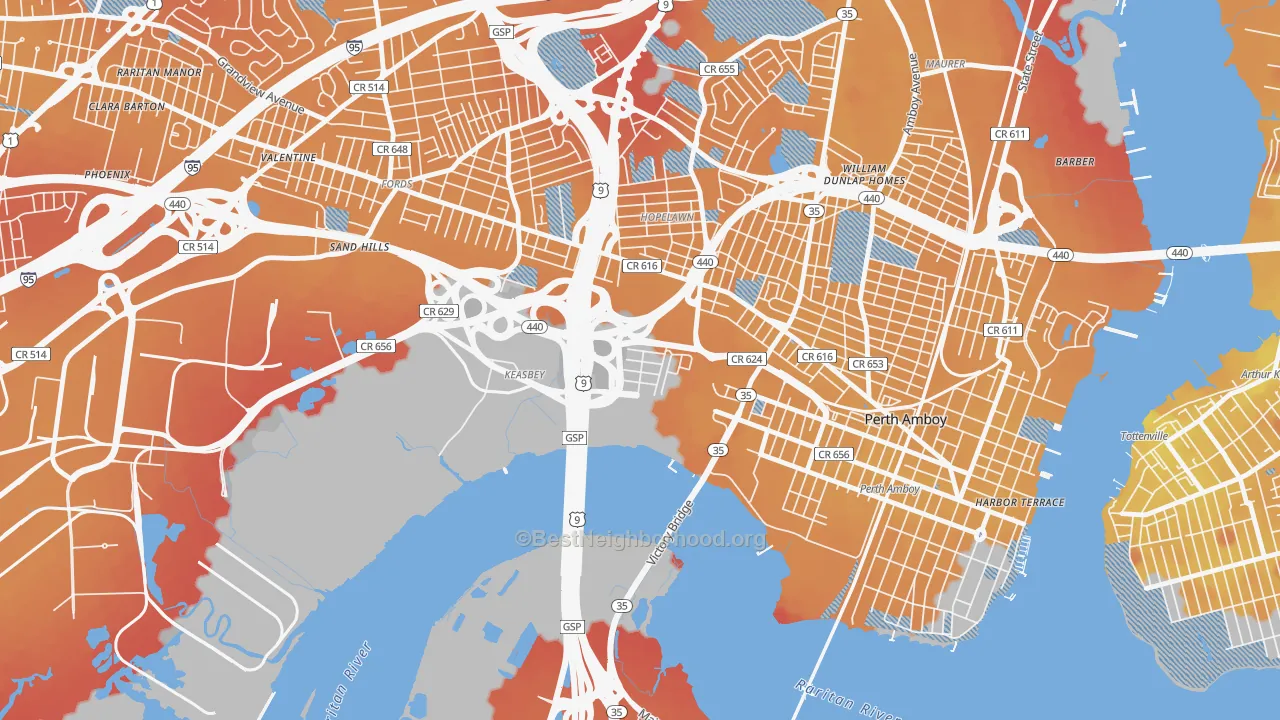 Transit Grade map of Keasbey, NJ