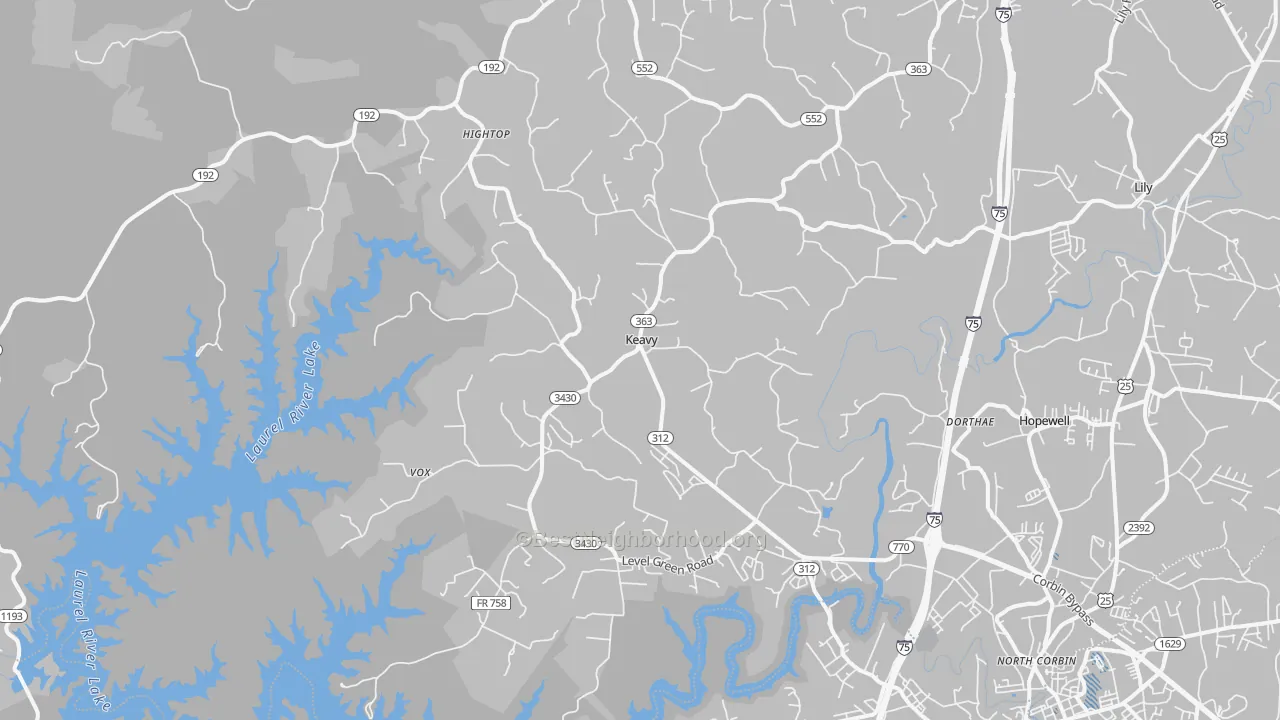 Transit Grade map of Keavy, KY