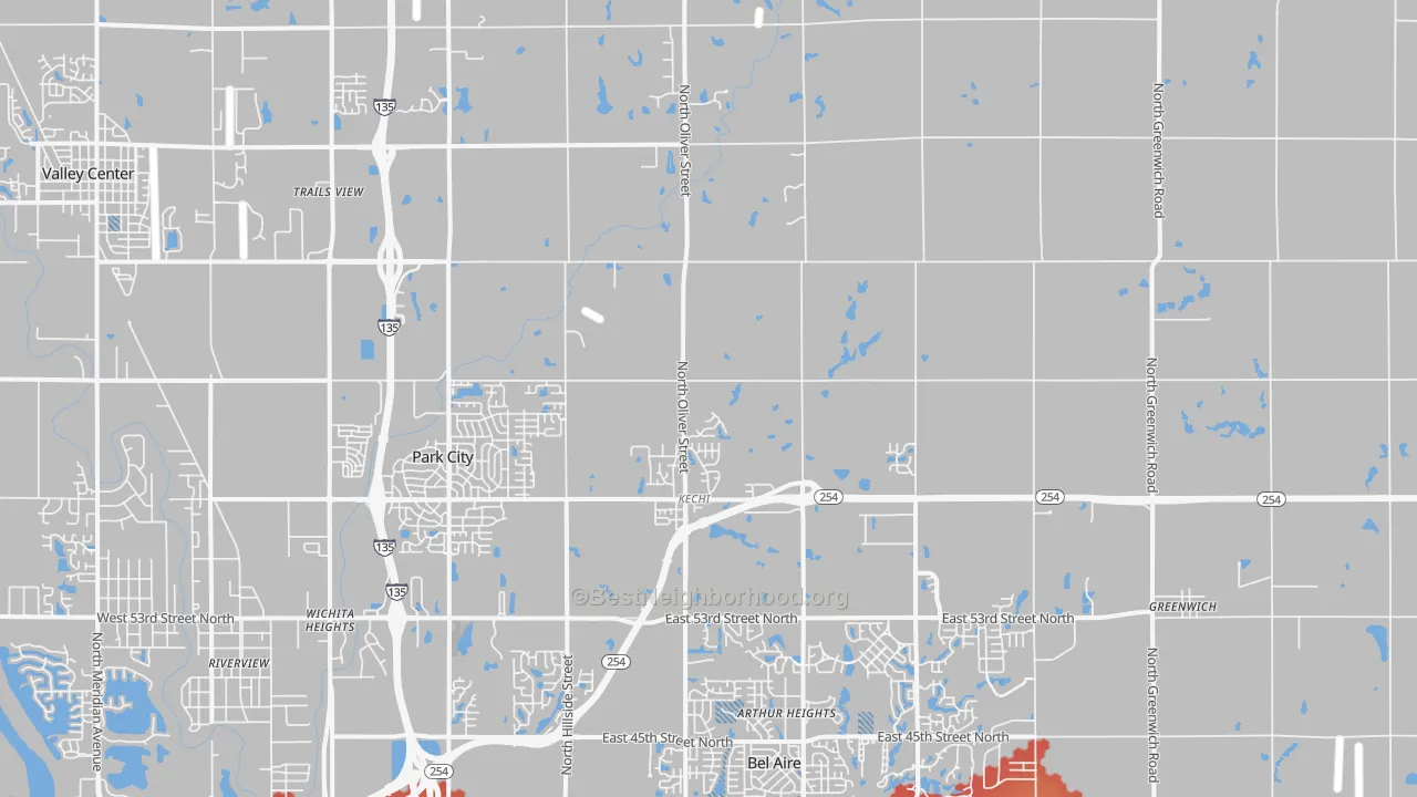 Transit Grade map of Kechi, KS