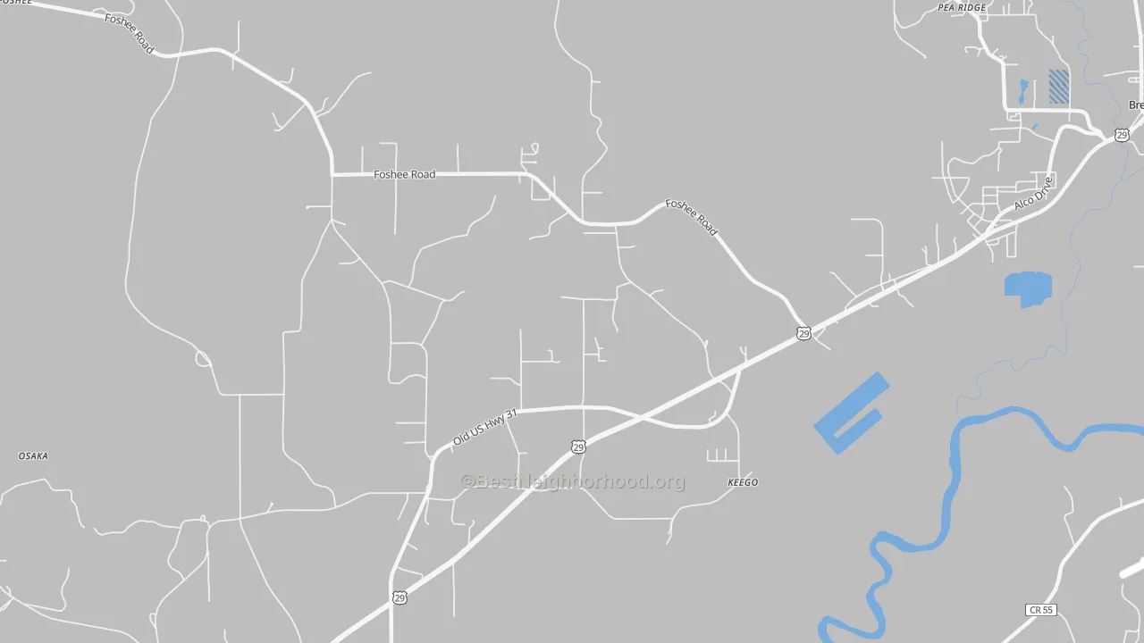Transit Grade map of Keego, AL
