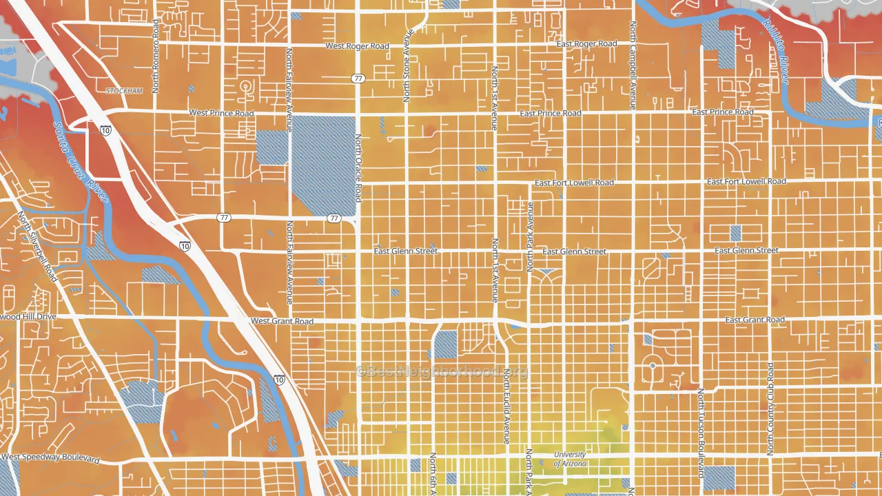 Transit Grade map of Keeling, Tucson, AZ