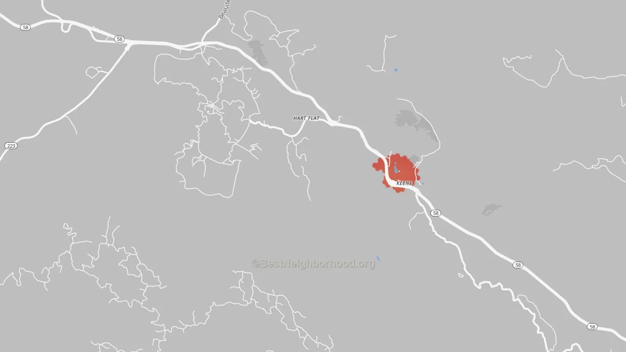Transit Grade map of Keene, CA