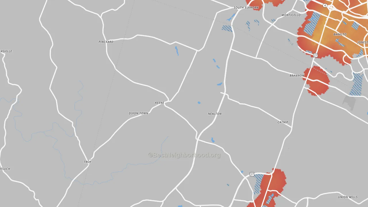 Transit Grade map of Keene, KY