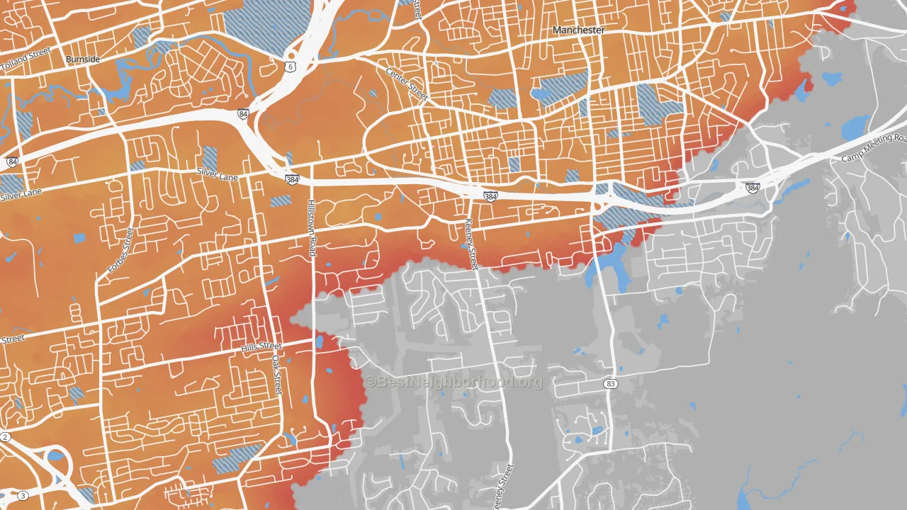 Transit Grade map of Keeney, Manchester, CT