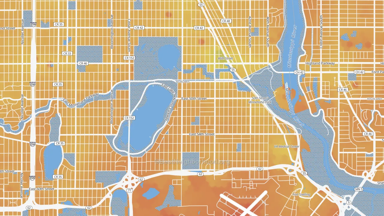Transit Grade map of Keewaydin, Minneapolis, MN