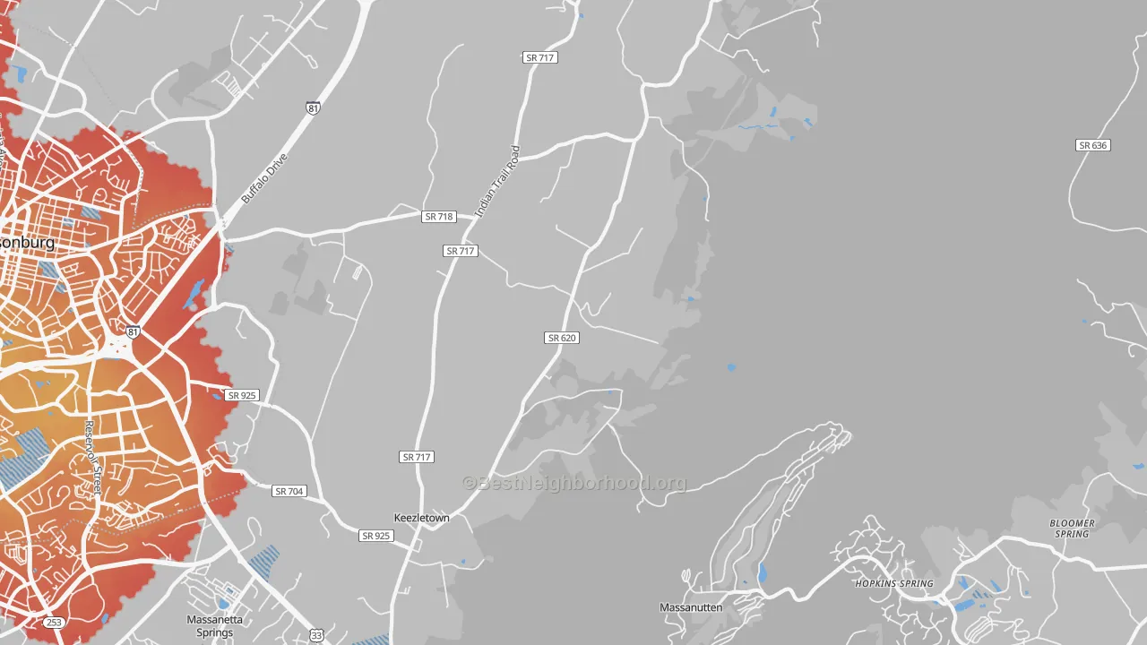 Transit Grade map of Keezletown, VA