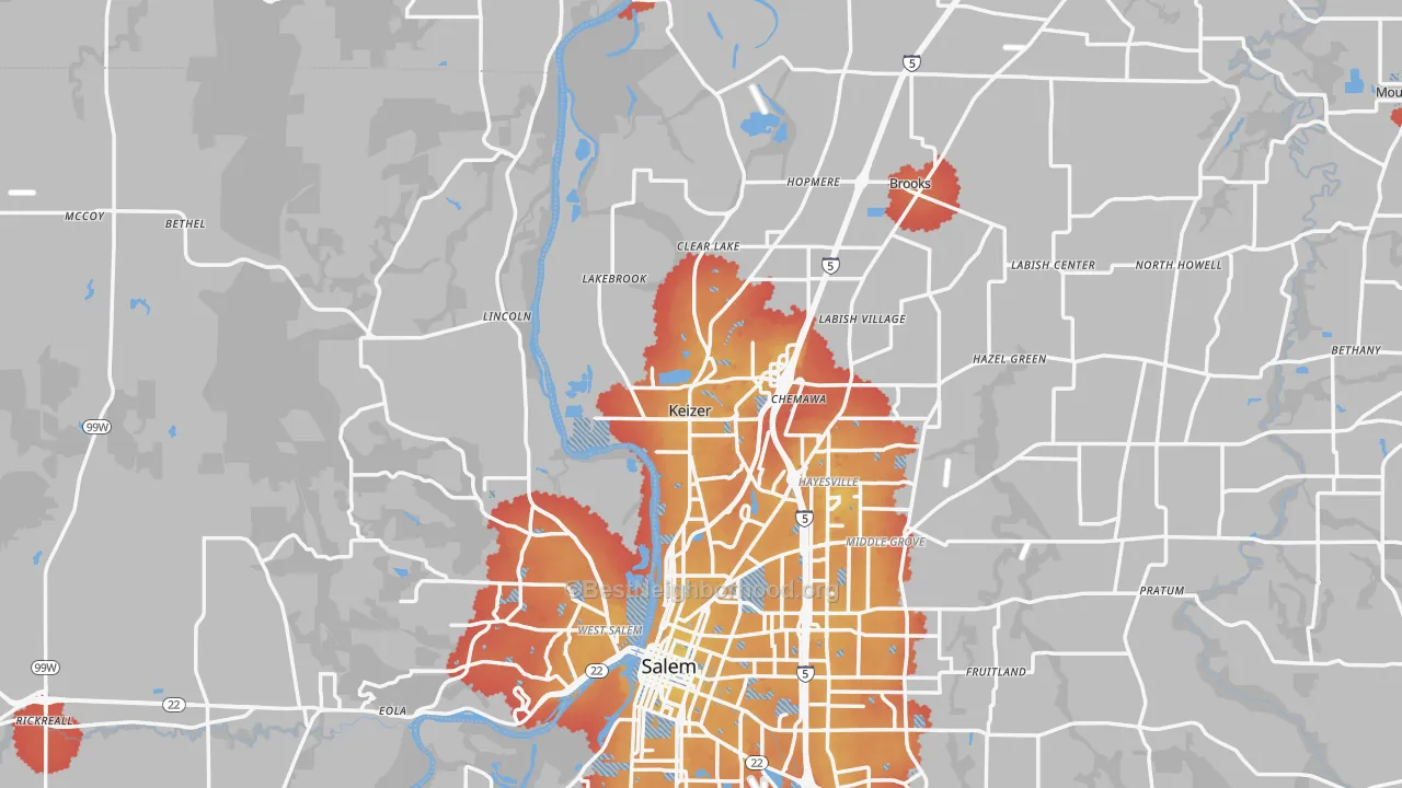Transit Grade map of Keizer, OR