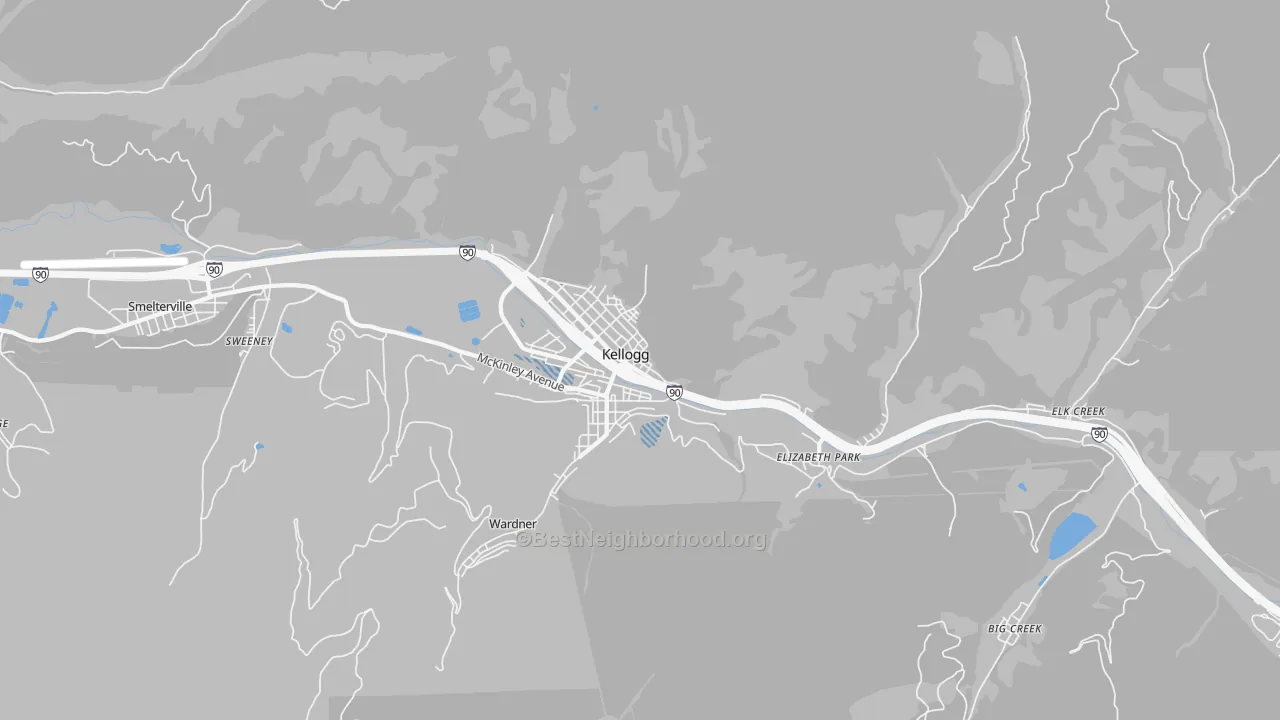 Transit Grade map of Kellogg, ID