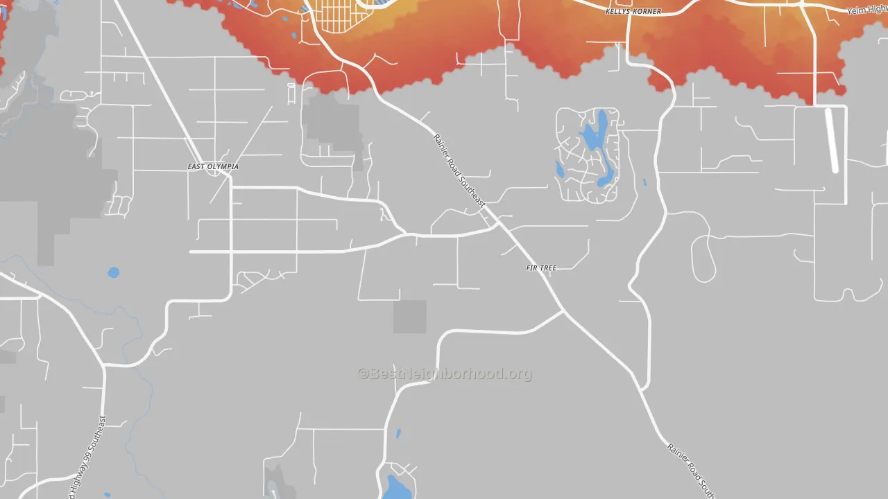 Transit Grade map of Kellys Korner, WA