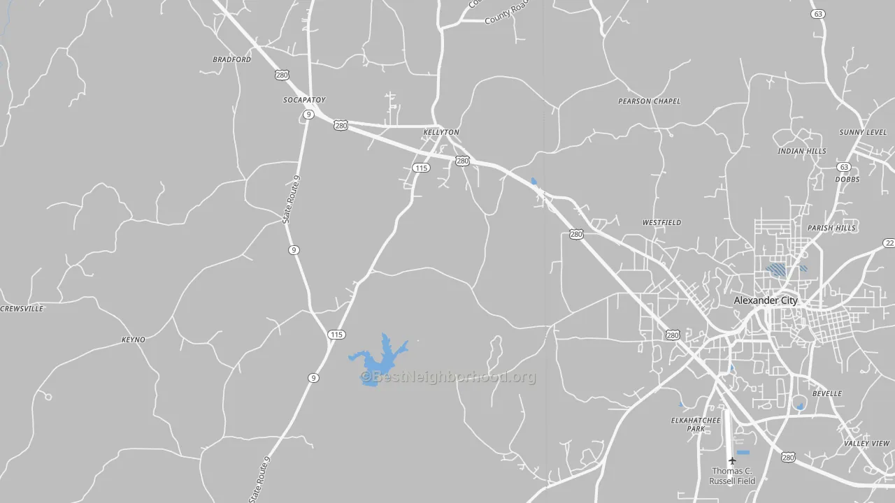 Transit Grade map of Kellyton, AL