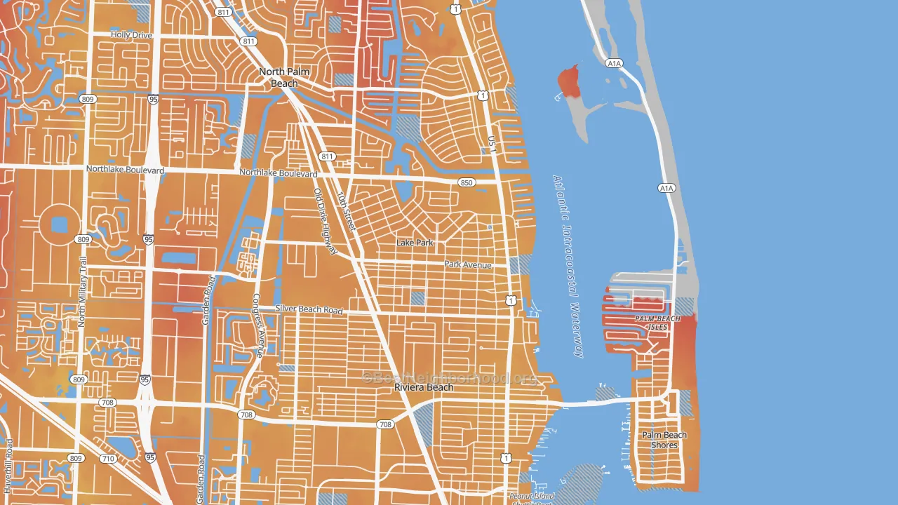 Transit Grade map of Kelsey City, Lake Park, FL
