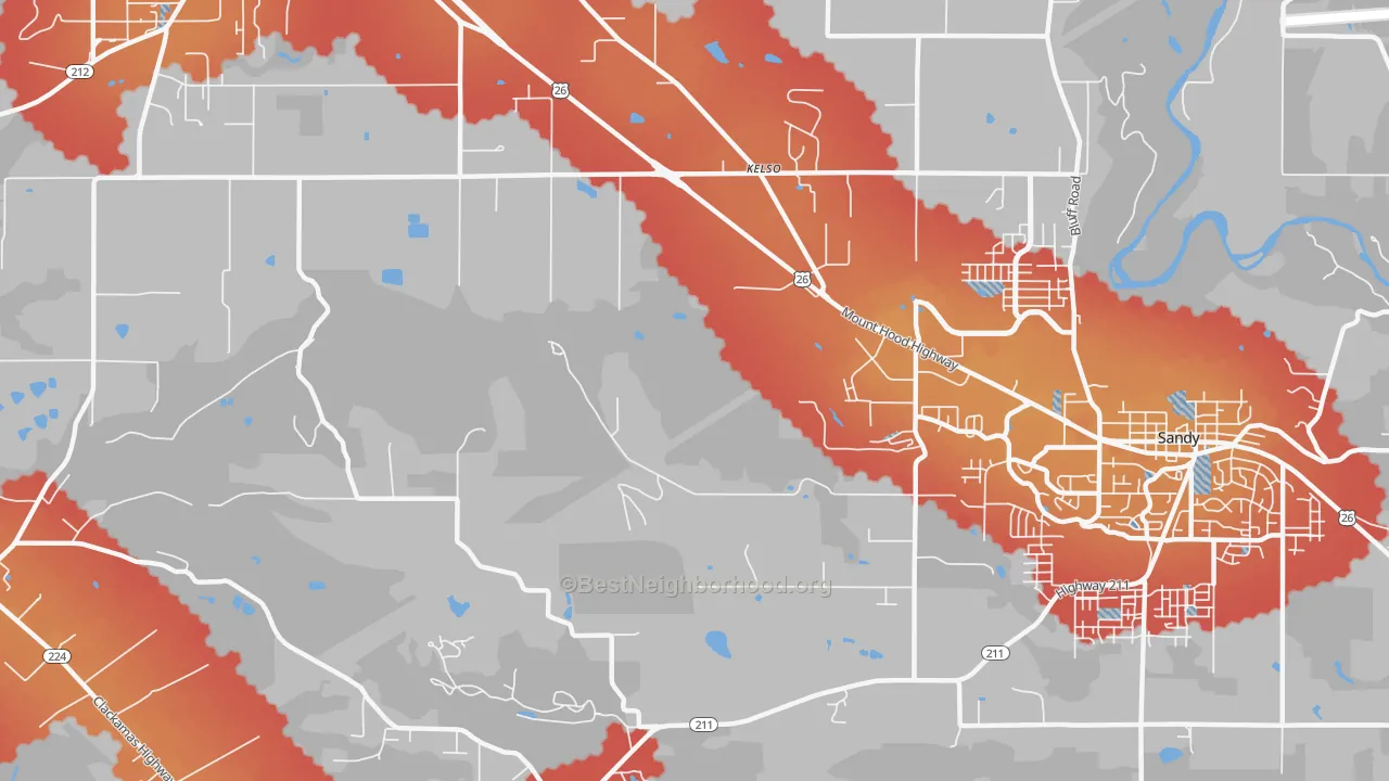 Transit Grade map of Kelso, OR