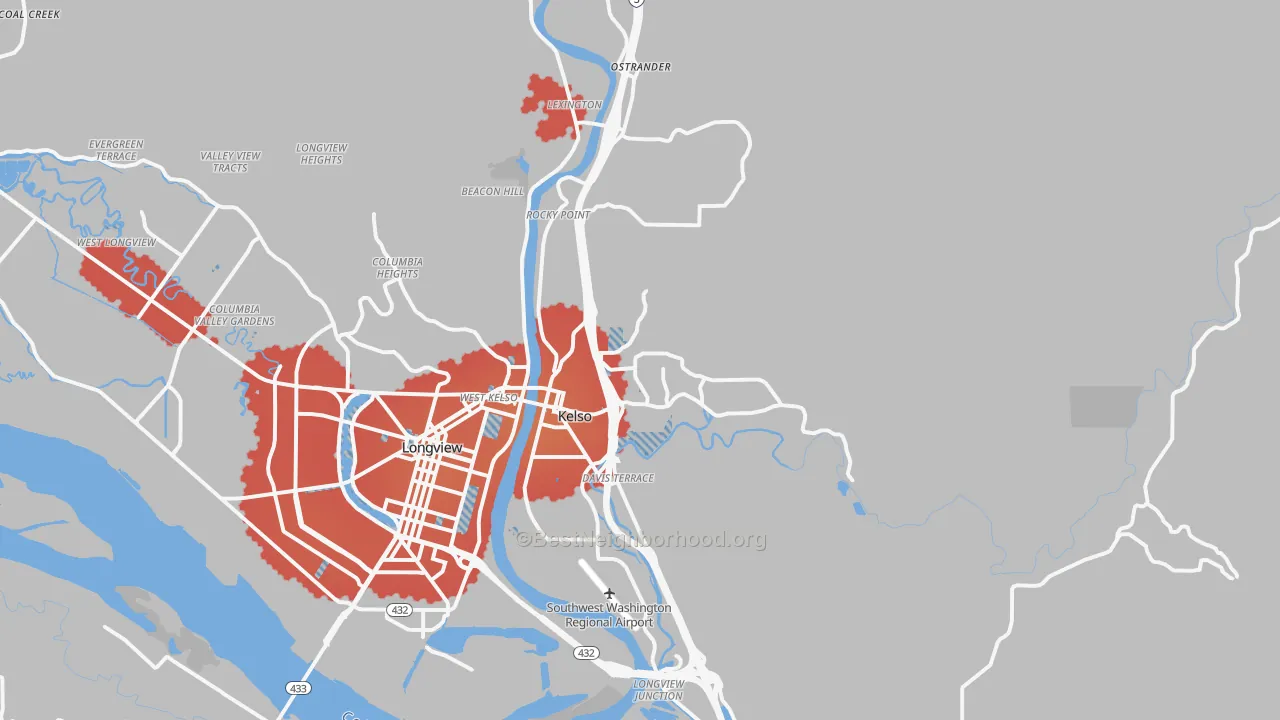Transit Grade map of Kelso, WA