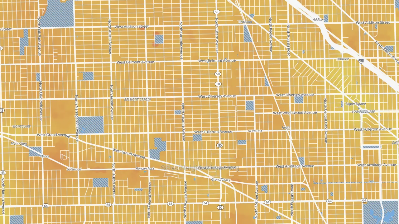 Transit Grade map of Kelvyn Grove, Chicago, IL
