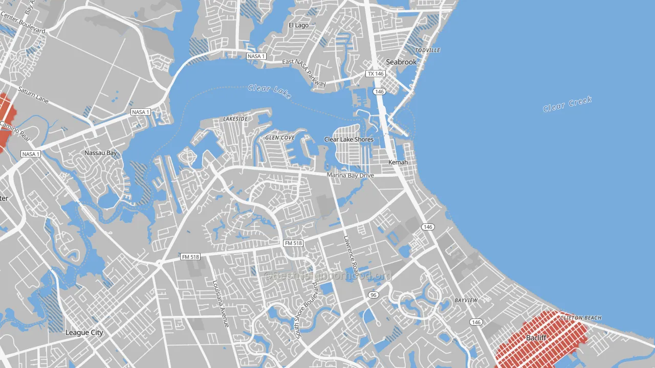 Transit Grade map of Kemah, TX