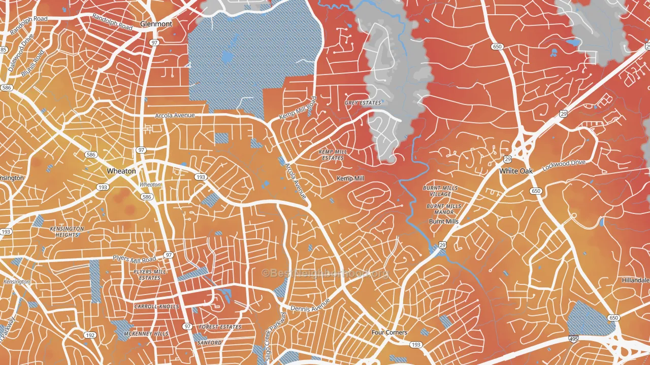 Transit Grade map of Kemp Mill, MD