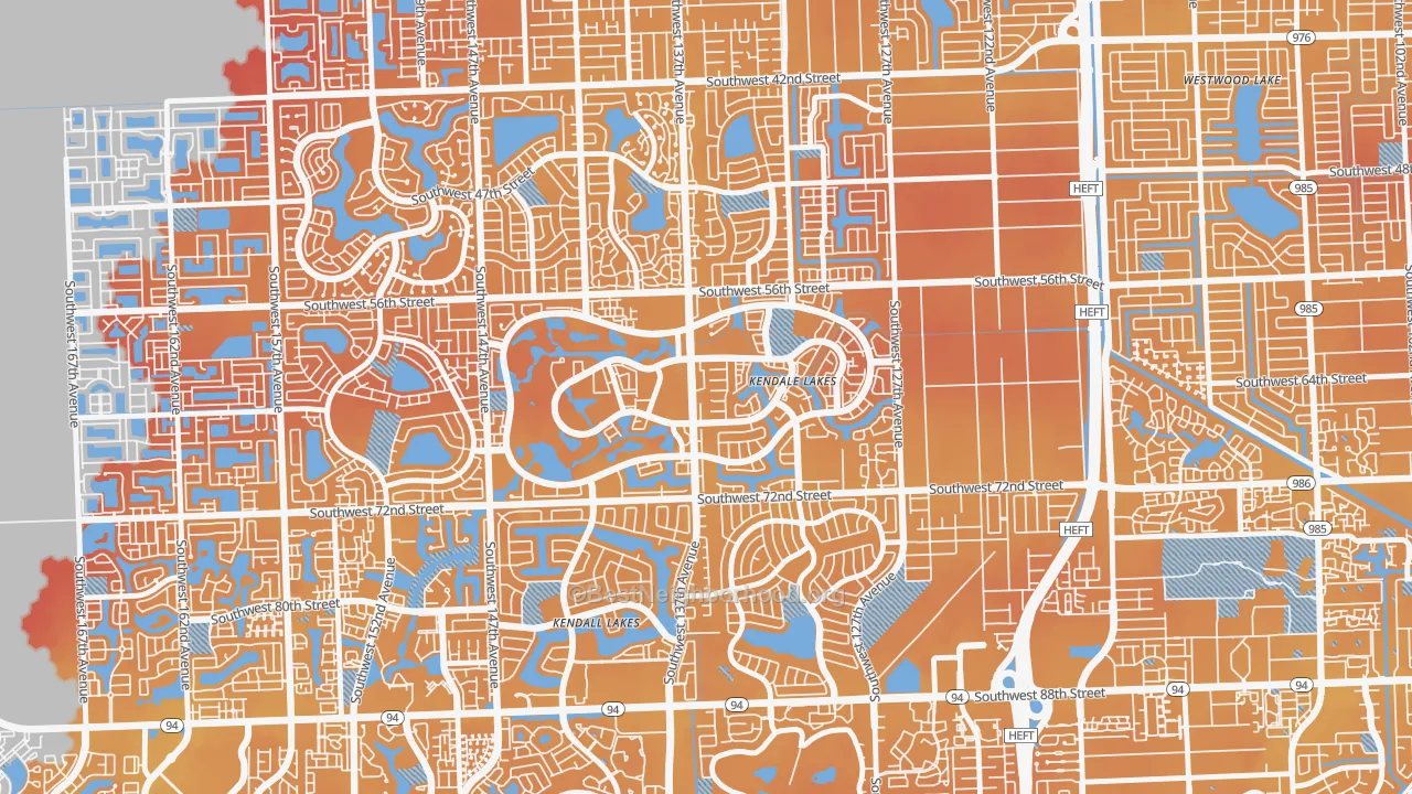 Transit Grade map of Kendale Lakes, FL