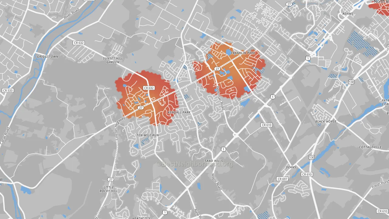 Transit Grade map of Kendall Park, NJ
