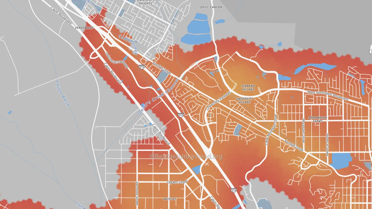 Transit Grade map of Kendall, San Bernardino, CA