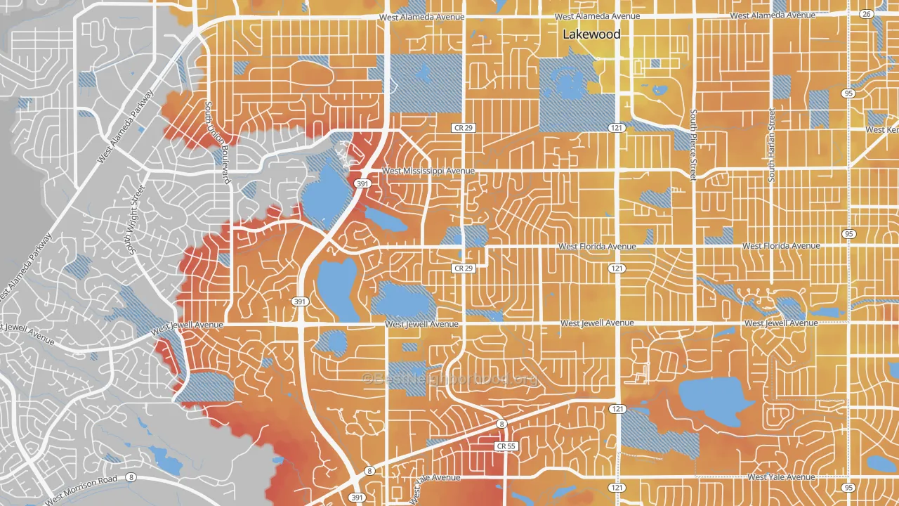 Transit Grade map of Kendrick Lake, Lakewood, CO