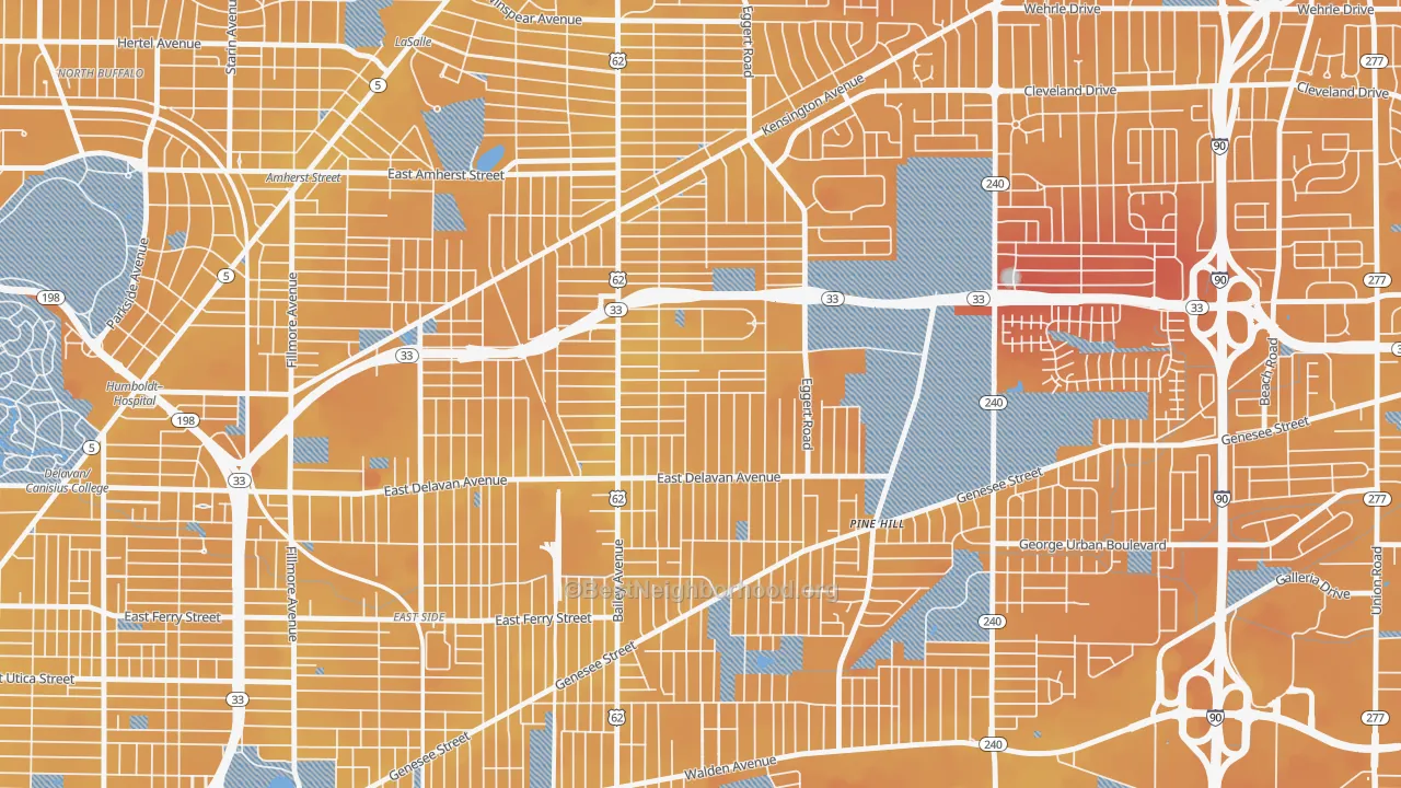 Transit Grade map of Kenfield, Buffalo, NY