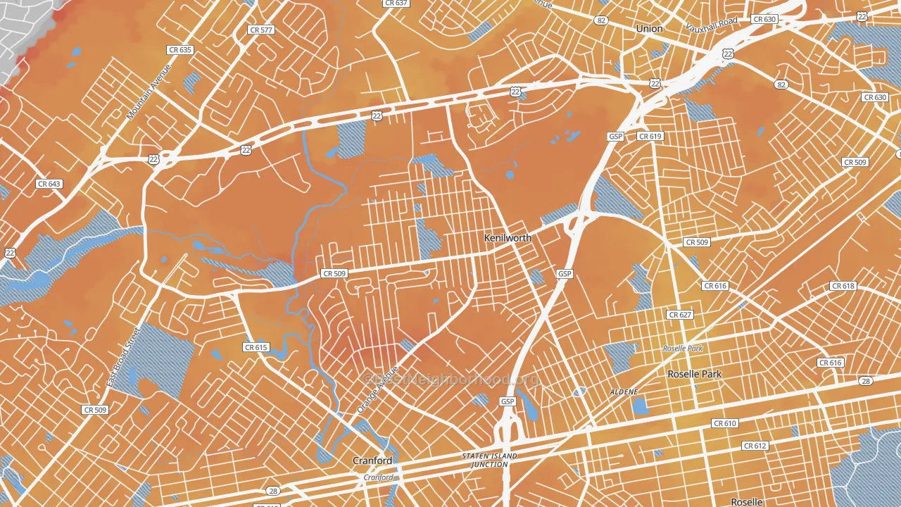 Transit Grade map of Kenilworth, NJ