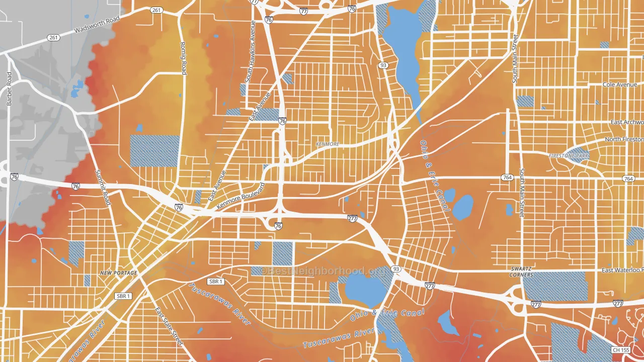 Transit Grade map of Kenmore, Akron, OH