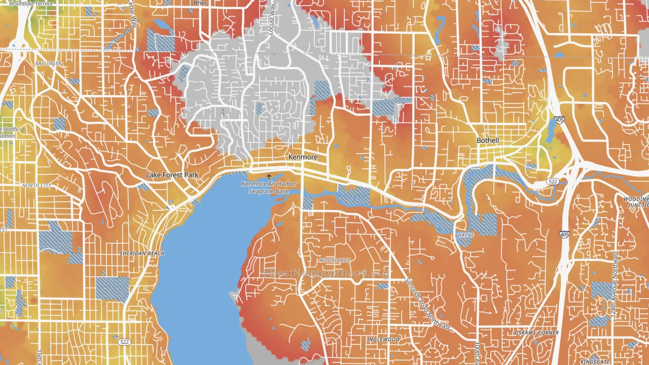 Transit Grade map of Kenmore, WA