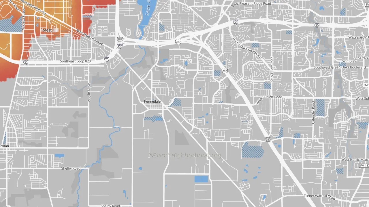 Transit Grade map of Kennedale, TX