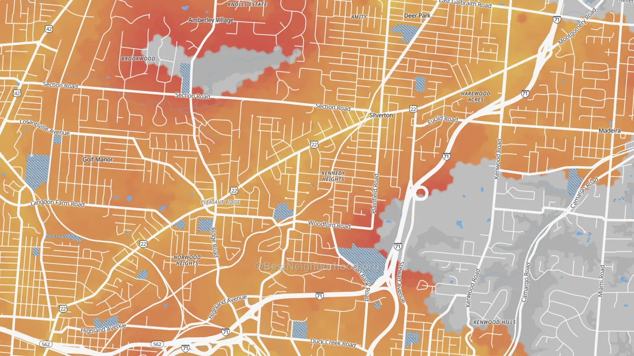 Transit Grade map of Kennedy Heights, Cincinnati, OH