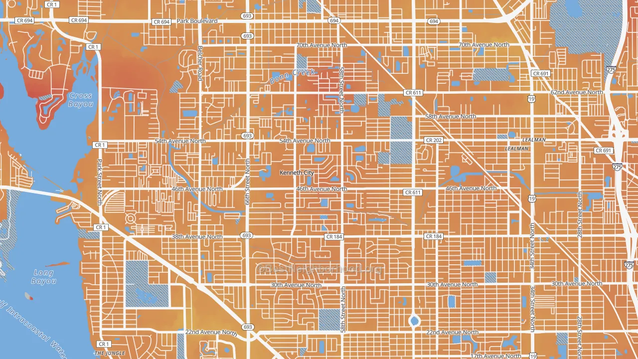Transit Grade map of Kenneth City, FL