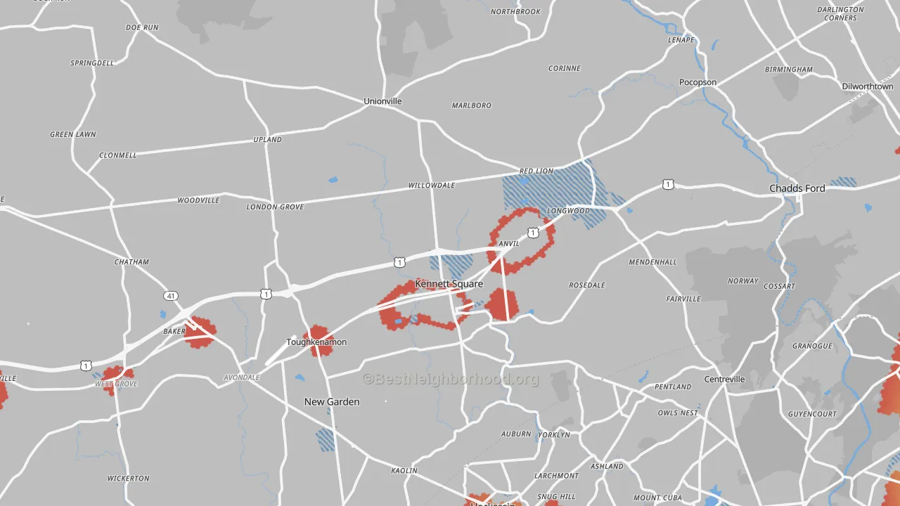 Transit Grade map of Kennett Square, PA