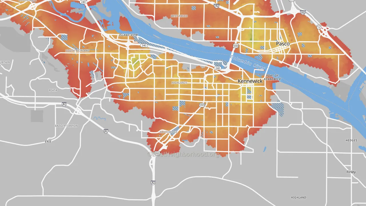 Transit Grade map of Kennewick, WA