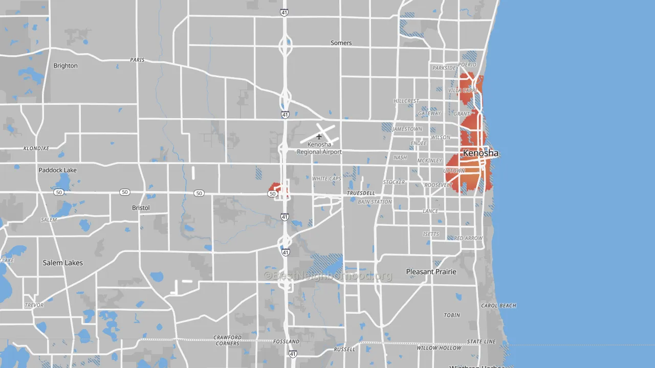 Transit Grade map of Kenosha County, WI