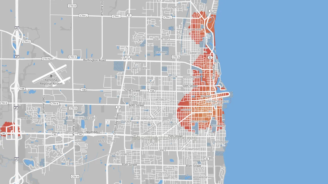 Transit Grade map of Kenosha, WI