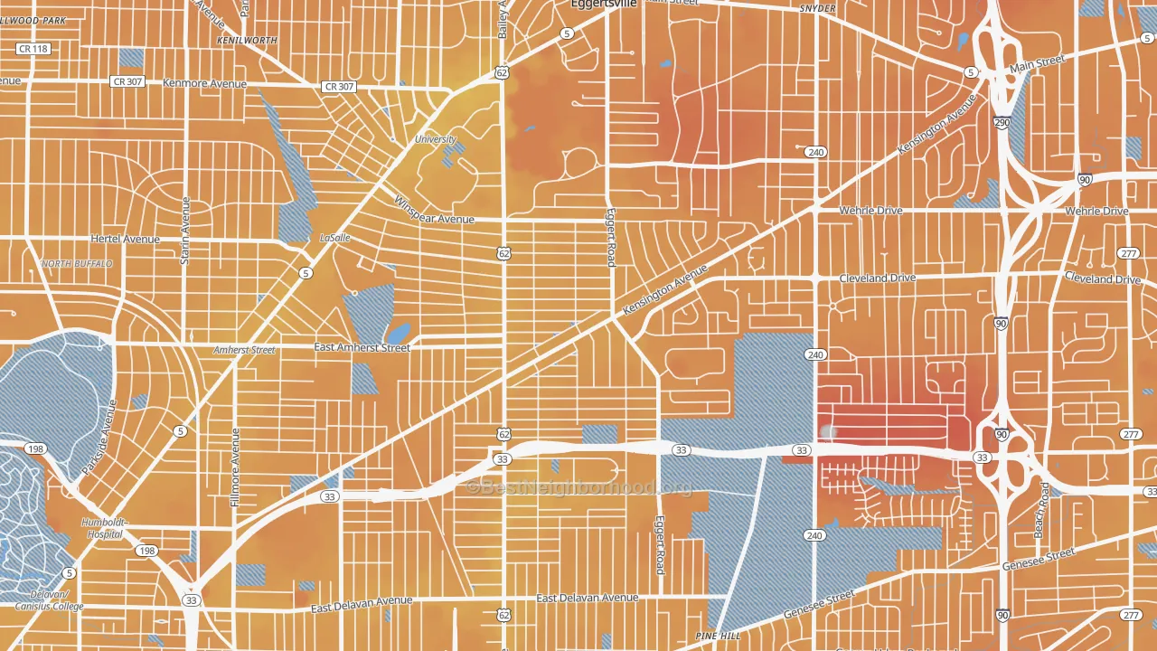 Transit Grade map of Kensington, Buffalo, NY