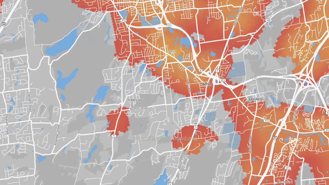 Transit Grade map of Kensington, CT