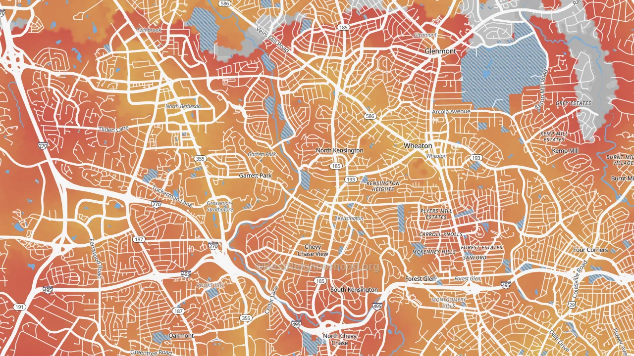Transit Grade map of Kensington, MD