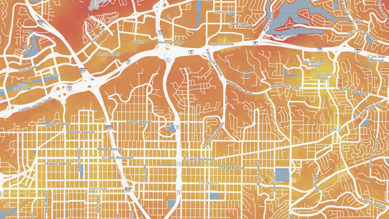 Transit Grade map of Kensington, San Diego, CA